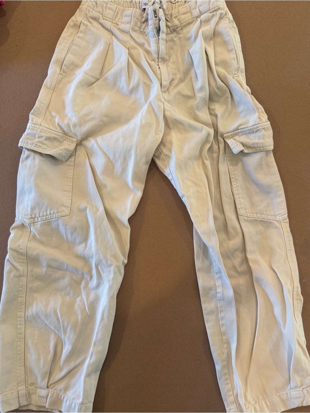 Zara Kids Cargo Pants in Light Beige - Relaxed Fit